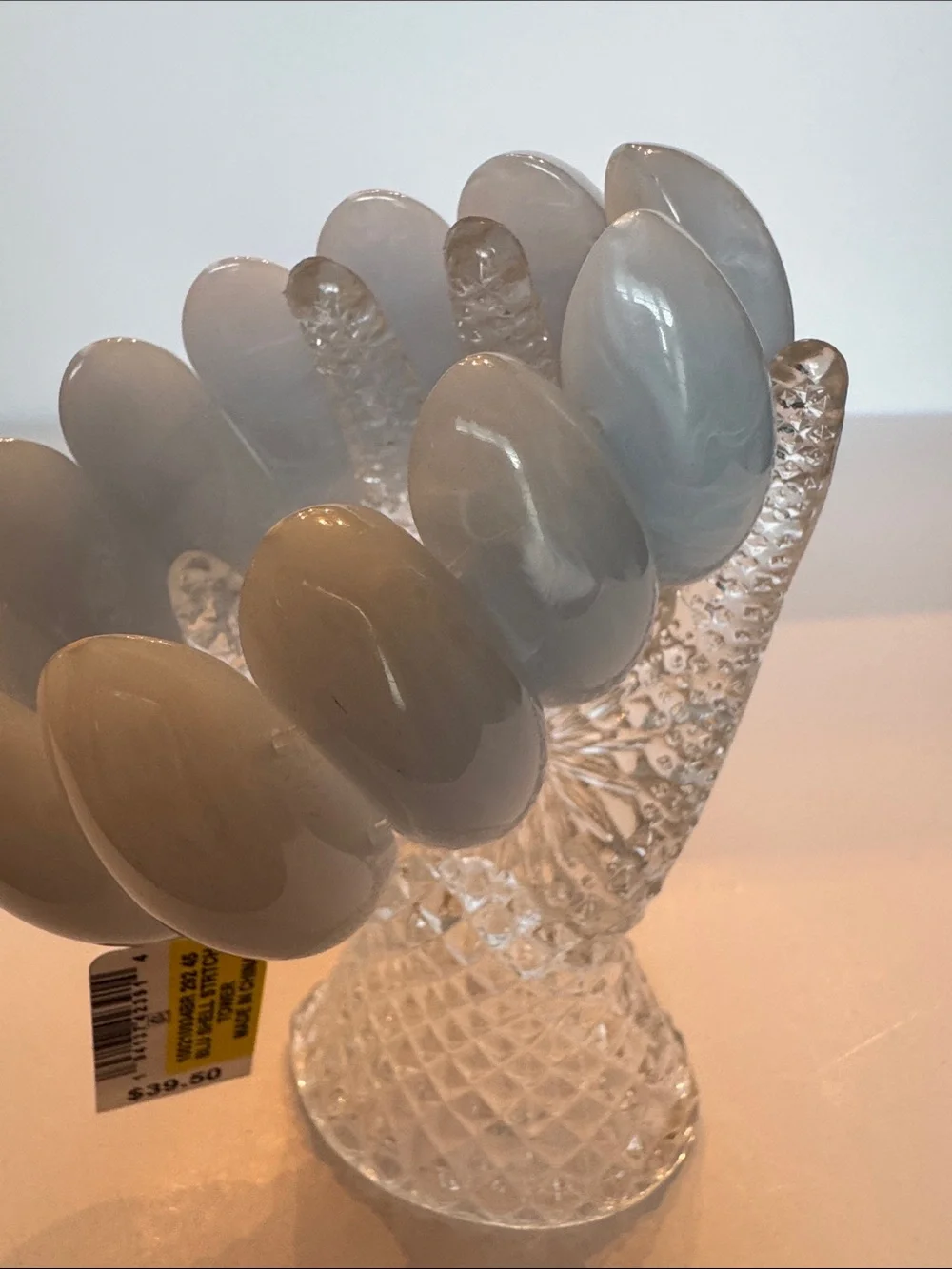 INC Light Blue Shell Stretch Tower Chunky Resin Bracelet Retails $39.50 NWT